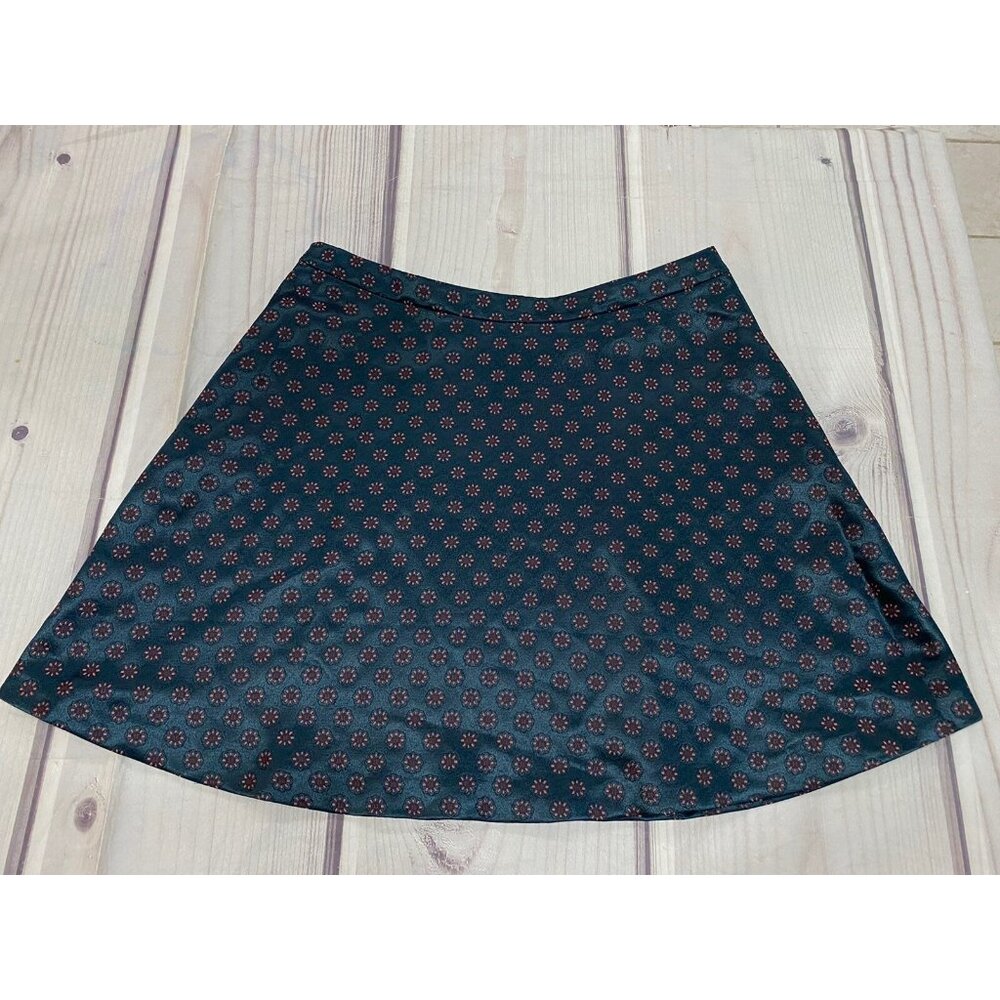 Ann Taylor LOFT Size 12 A-Line Skirt Green Floral Sateen Knee Length Flare New - Picture 4 of 9